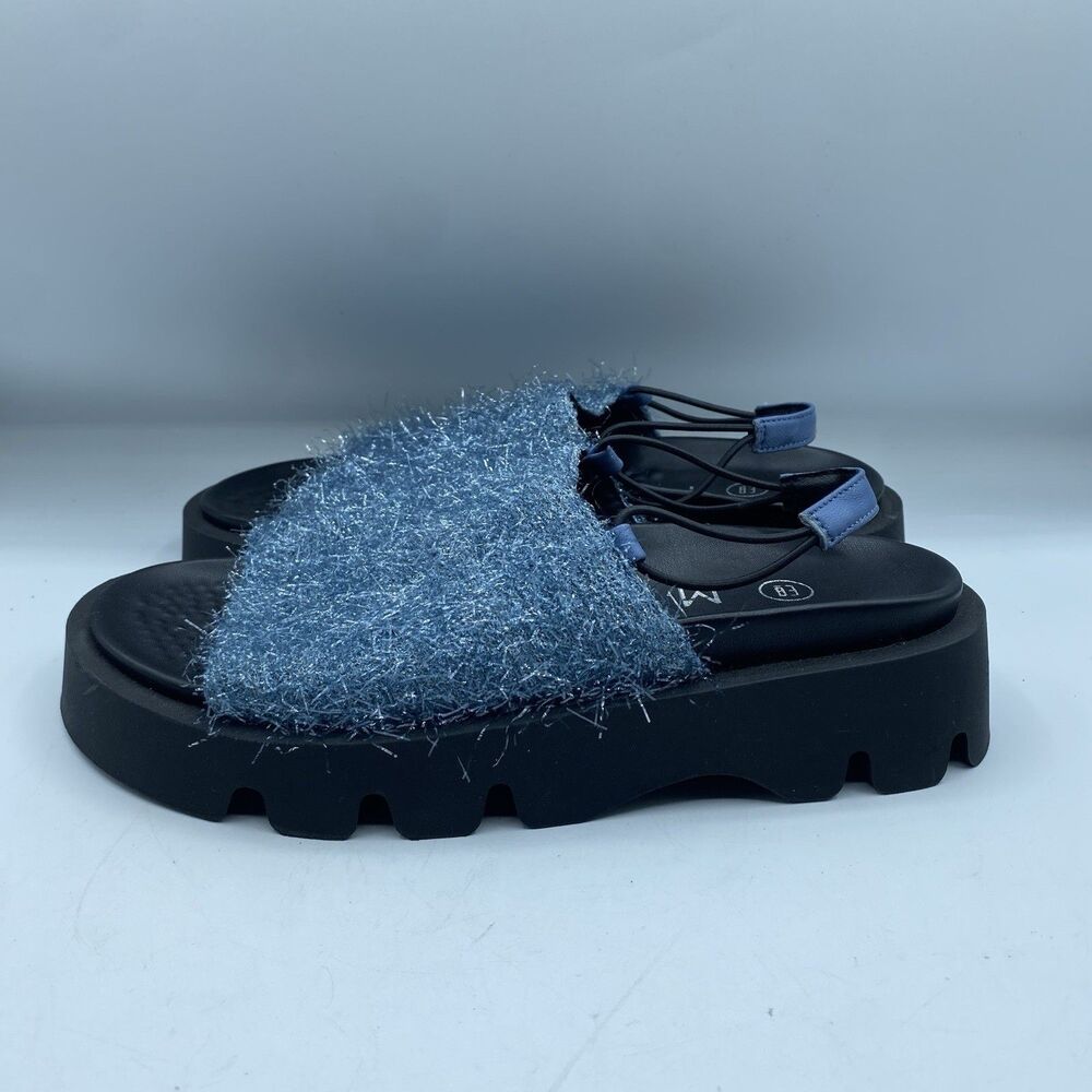 E8 Miista Noreen Blue Sandals Women 39 US 8.5 Platform Sparkly Tassels Boho NWOB - Picture 3 of 11